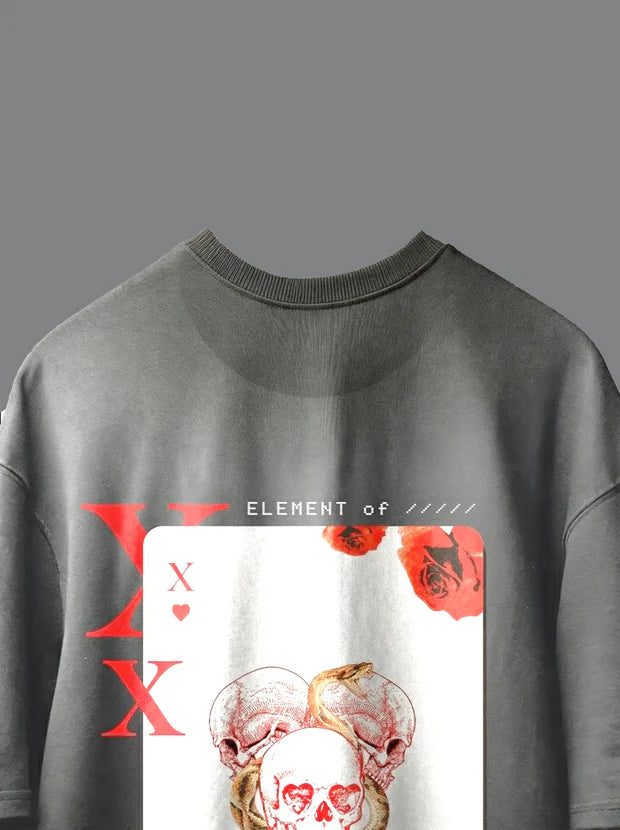 The 'X of Hearts' Oversized Acid-Wash Tee